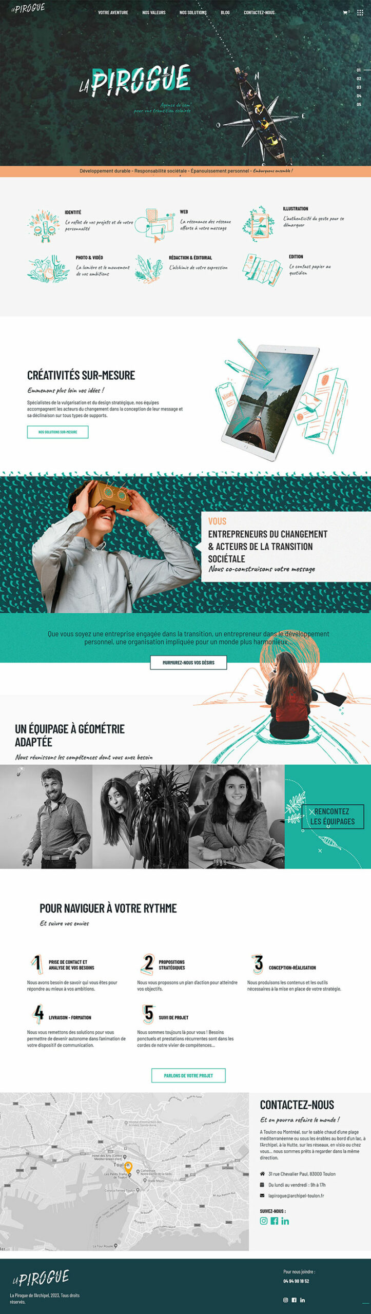 Page d'accueil site internet La Pirogue Agence de com'