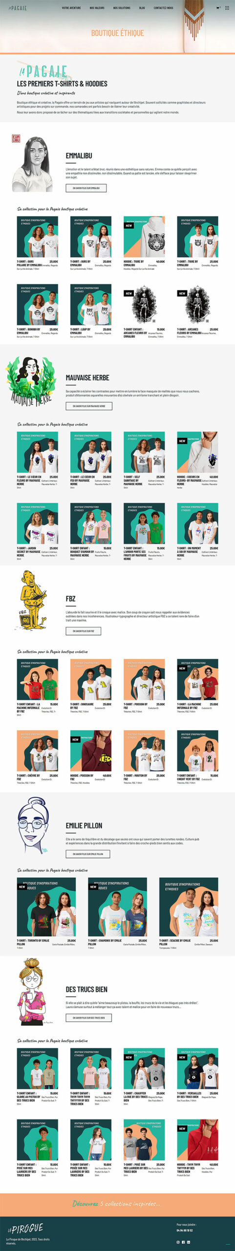 Page de la boutique - La Pagaie